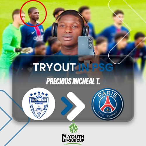 Precious Michael T continues to shine as he trains with PSG in France on TRY-OUT
